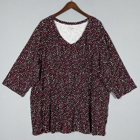 Catherines Tunic Top Womens Size 4X Heart Print Valentine's Day Pink Red Cotton - Picture 2 of 16